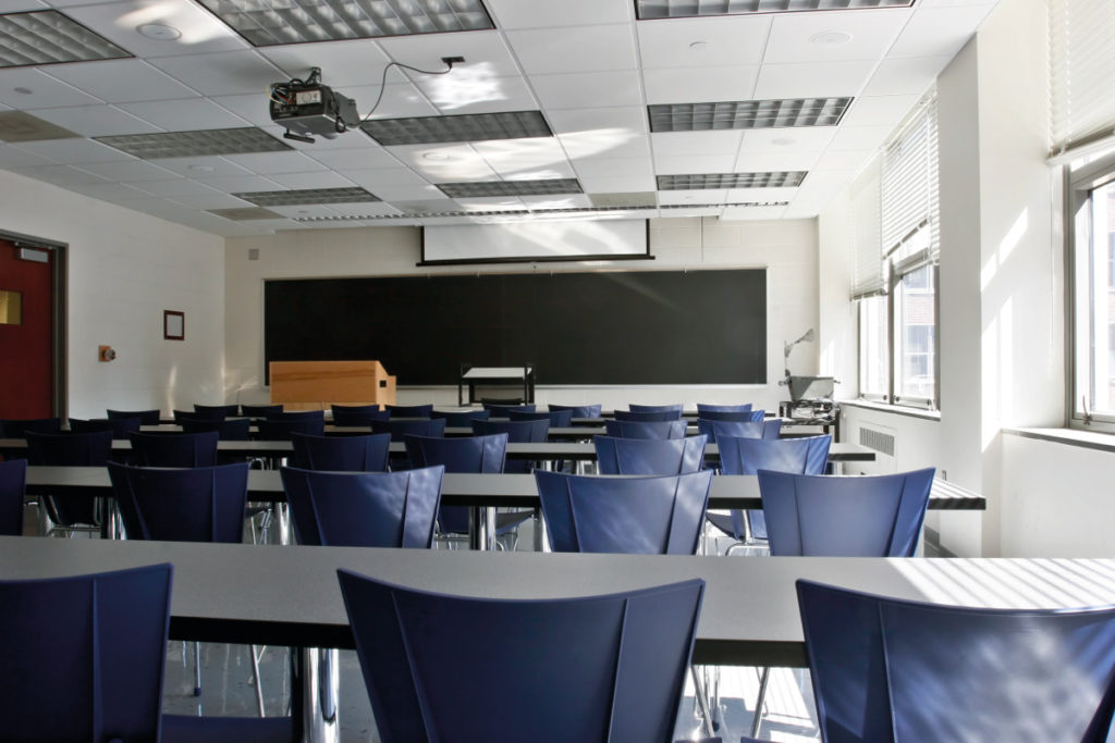 Ett tomt klassrum, foto. iStock