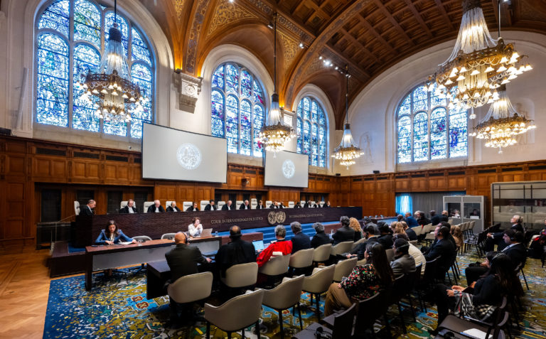 Internationella domstolen i Haag håller förhandlingar. (Bilden gäller ett annat mål än det som artikeln handlar om.) Foto: ICJ