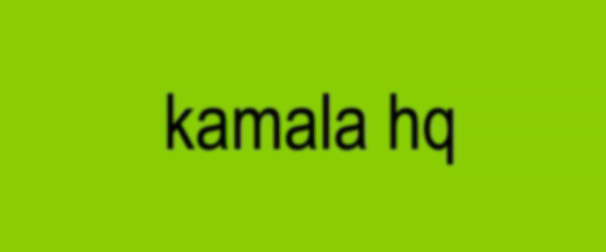 Texten "Kamala HQ" står i svart mot grön bakgrund. Foto Brat summer