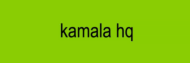 Texten "Kamala HQ" står i svart mot grön bakgrund. Foto Brat summer